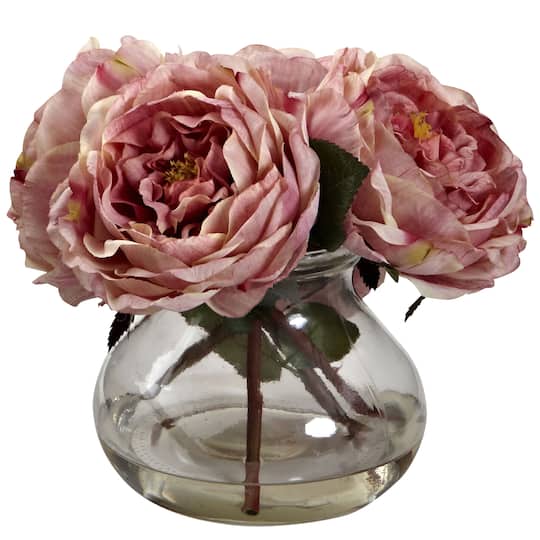 8&#x22; Pink Fancy Rose In Glass Vase